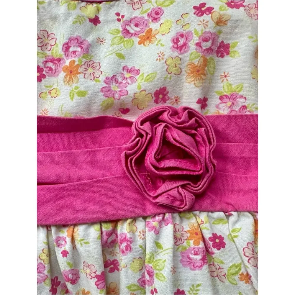 Vintage Jona Michelle Toddler Girls Floral Dress Pink White Size 4T